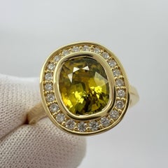 GIA Certified 2.12ct Untreated Yellow Sapphire Diamond 18k Yellow Gold Halo Ring