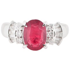 GIA Certified 2.13 Carat Natural Untreated 'No Heat' Ruby Ring Set in Platinum