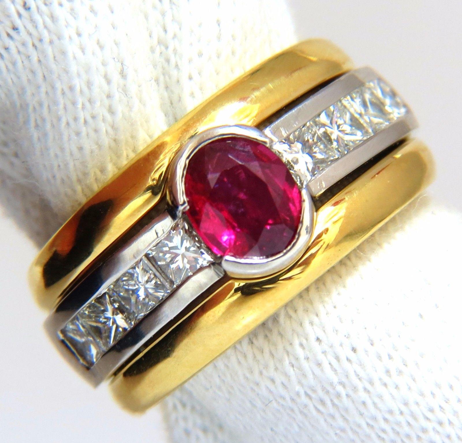 GIA Certified 2.13 Carat No Heat Ruby Diamonds Ring 18 Karat and Platinum Fused In New Condition For Sale In New York, NY