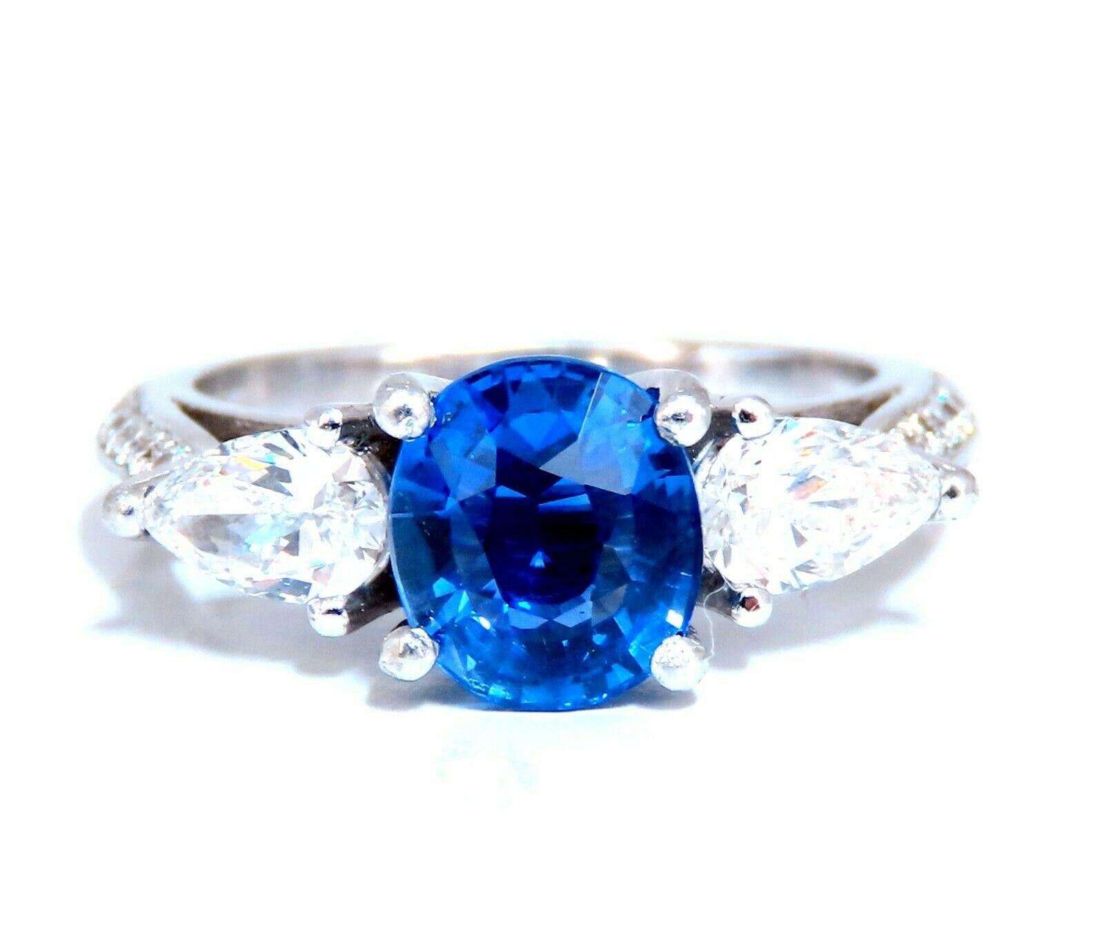 GIA Certified 2.13ct Sapphire Diamonds Ring Platinum In New Condition For Sale In New York, NY