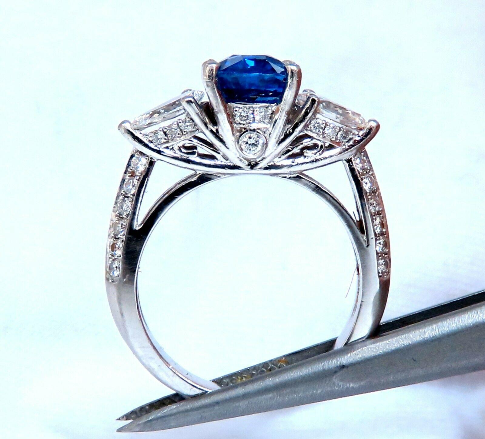 GIA Certified 2.13ct Sapphire Diamonds Ring Platinum For Sale 2