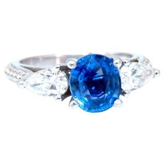 GIA Certified 2.13ct Sapphire Diamonds Ring Platinum*
