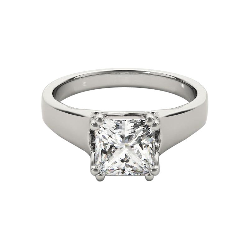 Anello con diamante Princess a doppia corona intrecciata certificato GIA da 2.14 carati