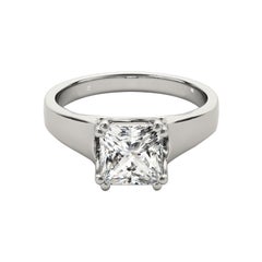 Anello con diamante Princess a doppia corona intrecciata certificato GIA da 2.14 carati