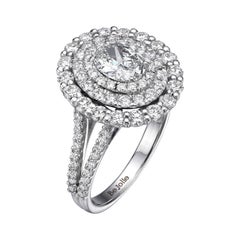 Bague de fiançailles à triple halo de diamants taille ovale de 2,14 carats certifiés par le GIA, G / VVS1