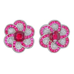 GIA zertifizierte 2.14 Karat Taubenblut Burma No Heat Rubin Diamant Ohrstecker