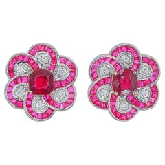 GIA zertifizierte 2.14 Karat Taubenblut Burma No Heat Rubin Diamant Ohrstecker