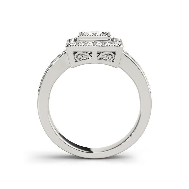 GIA Certified 2,14 Carat Princess Square Halo Milgrain Platinum Diamond Ring In condizioni Nuovo in vendita a New York, NY