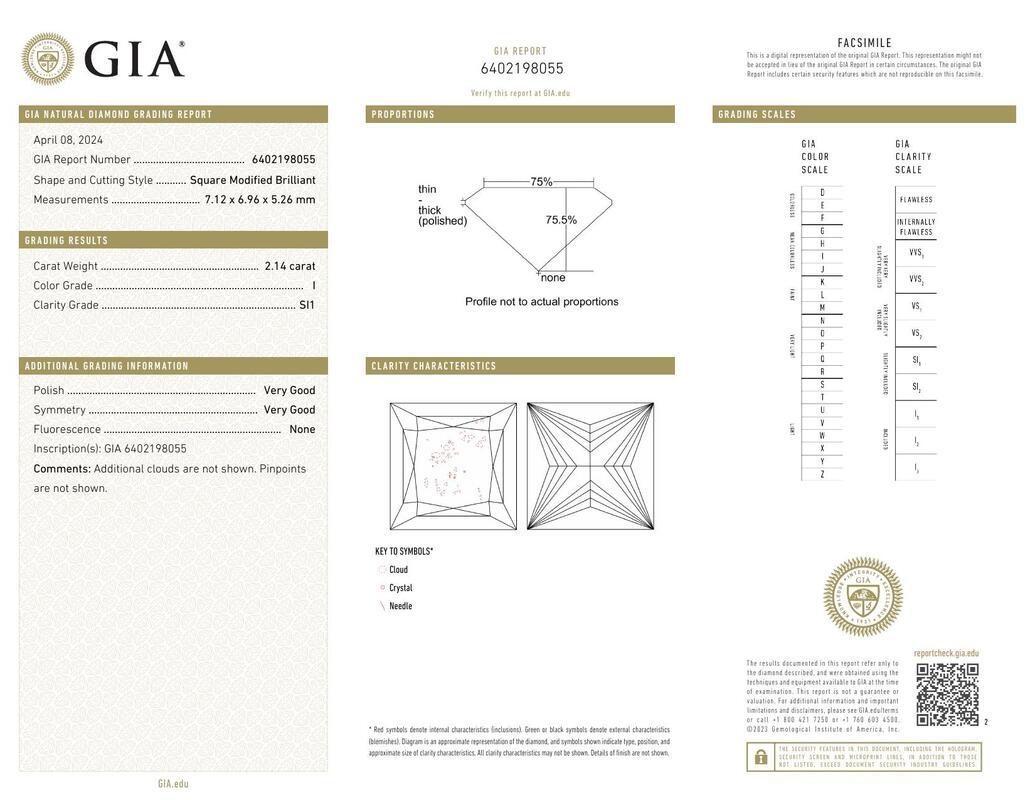 Contemporary GIA Certified 2.14 Carat Princess Trillion East-West Diamond Ring For Sale