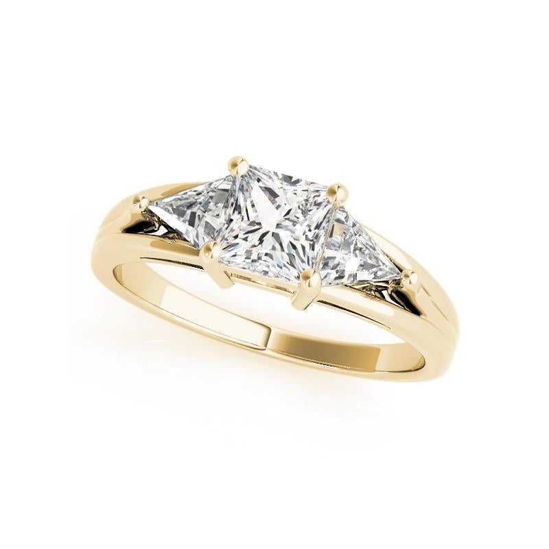 Princess Cut GIA Certified 2.14 Carat Princess Trillion East-West Diamond Ring For Sale