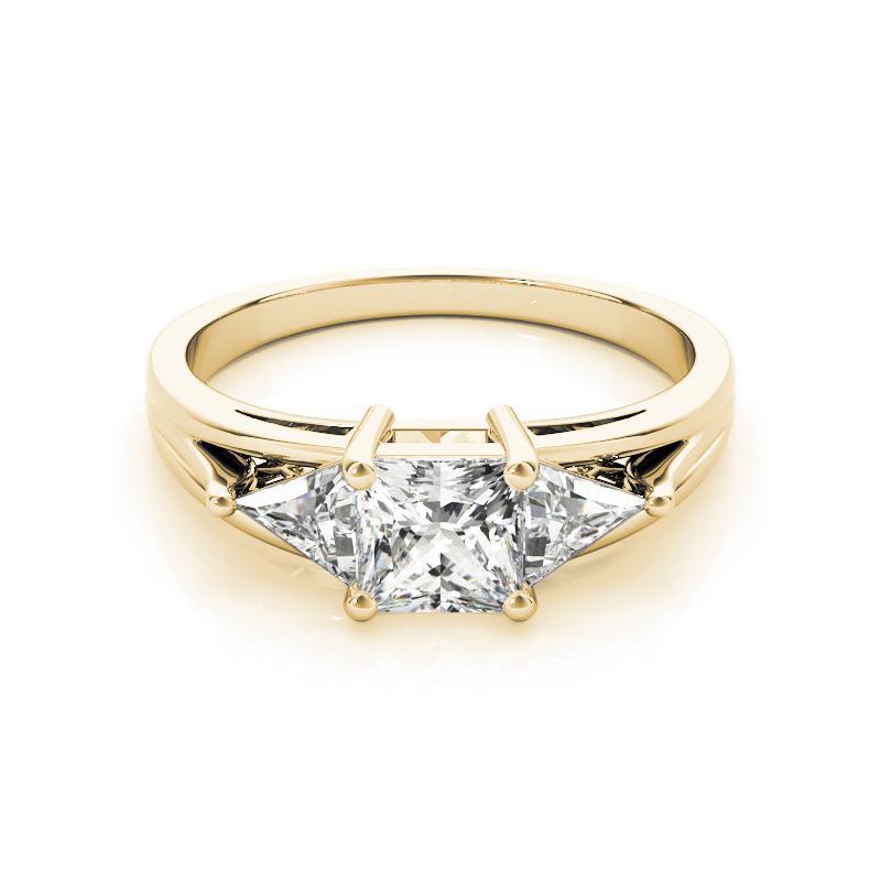 Bague est-ouest en diamant certifié GIA de 2,14 carats Princesse Trillion