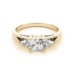Bague est-ouest en diamant certifié GIA de 2,14 carats Princesse Trillion