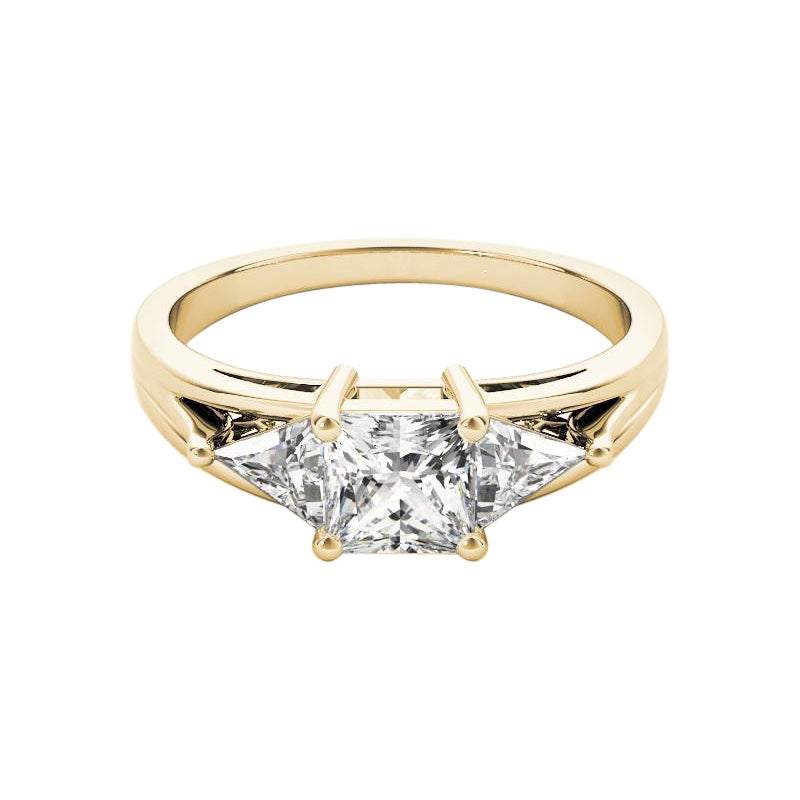 Anillo de diamantes Este-Oeste Trillón Princesa de 2,14 quilates certificado por GIA en venta