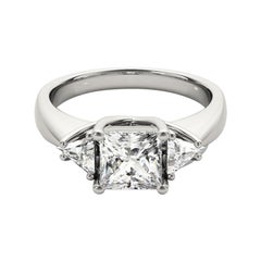 GIA Certified 2.14 Carat Three-Stone Trillion e Princess Platinum Diamond Ring