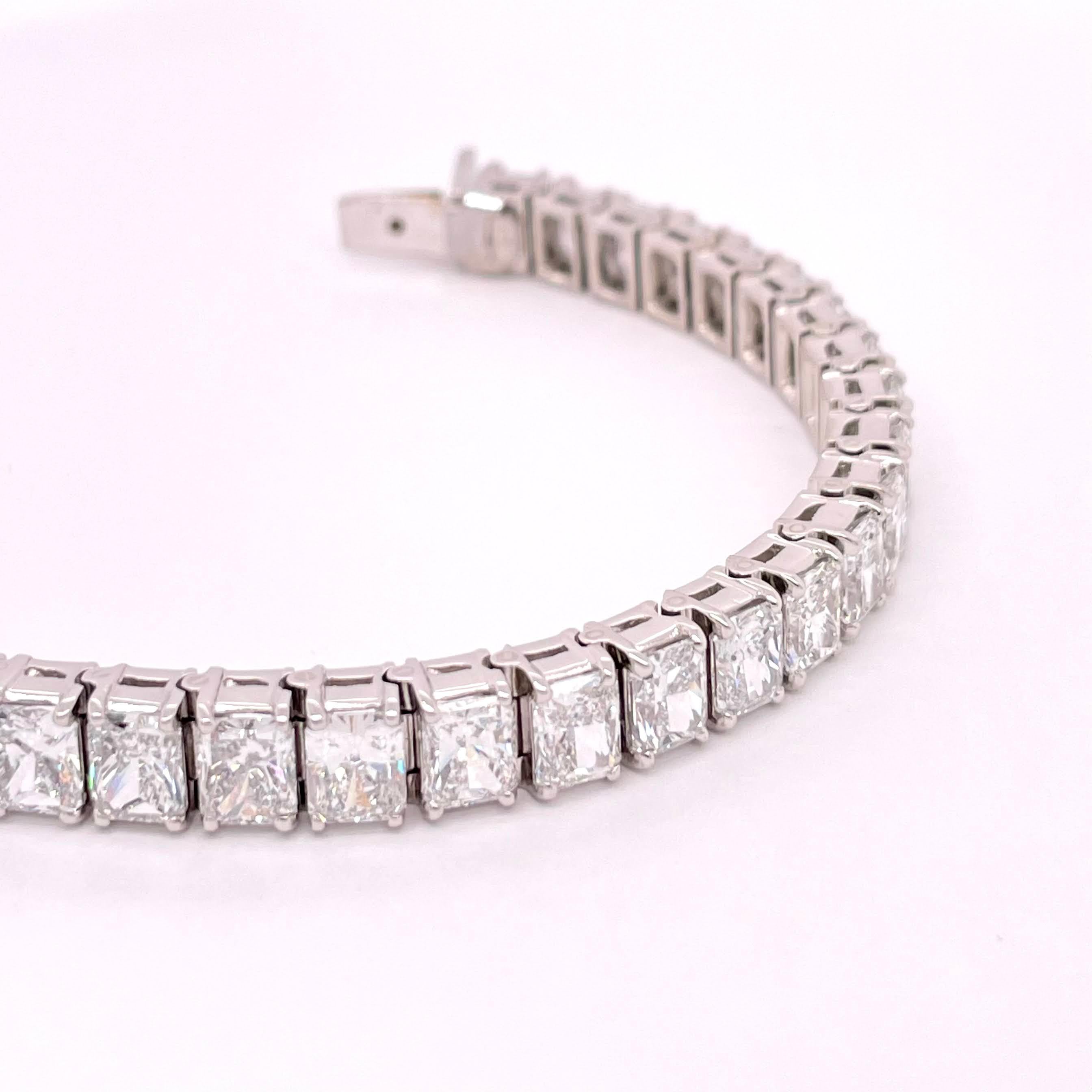 This Beautiful Radiant Tennis Bracelet is made with all GIA Certified Stones which consist of D,E,F color stones VS+ quality.
We custom any tennis bracelet in any size and any length
Price will be adjusted accordingly.
