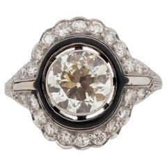 GIA Certified 2.15 Carat Art Deco Diamond Platinum Engagement Ring