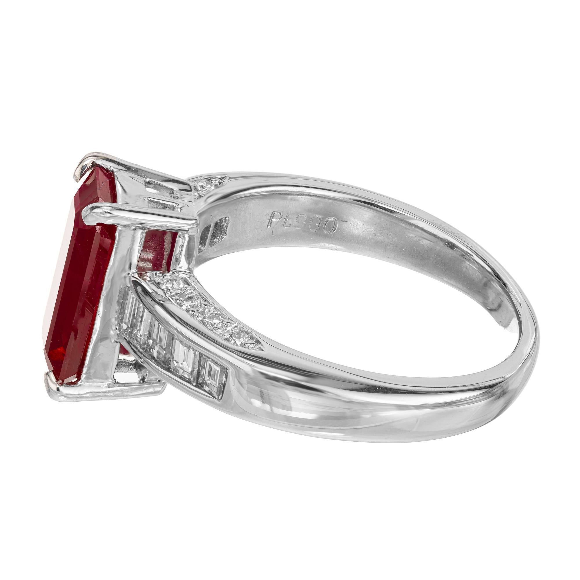 Women's GIA Certified 2.15 Carat Burma Octagonal Ruby Diamond Platinum Engagement Ring For Sale