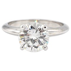 GIA Certified 2.15 Carat H SI2 Round Diamond Solitaire Engagement Ring 
