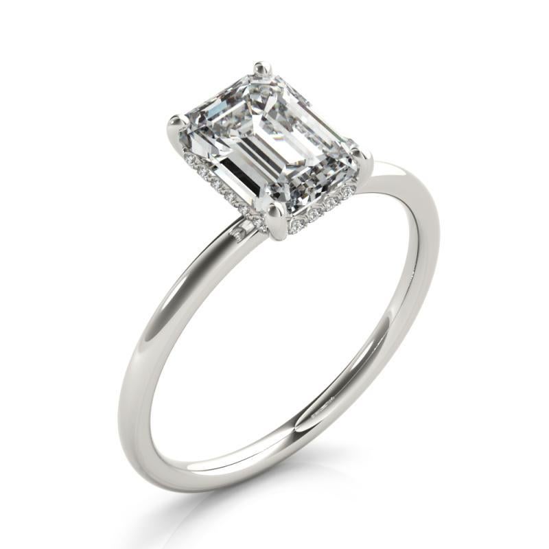 Anello con diamante solitario a forma di aureola nascosta da 2,15 carati certificato GIA in vendita 1
