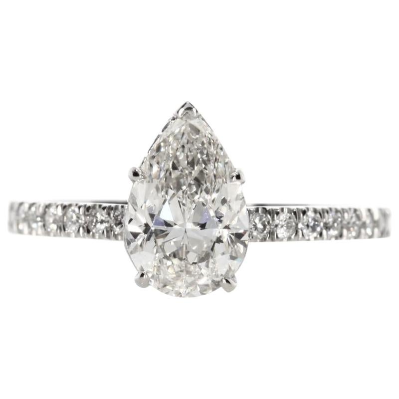 GIA Certified 2.15 Carat Pear Shape Diamond Engagement Ring For Sale