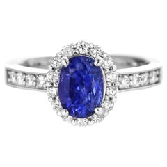 GIA Certified 2.15 Carat Unheated Sapphire and Diamond Ring made in Platinum