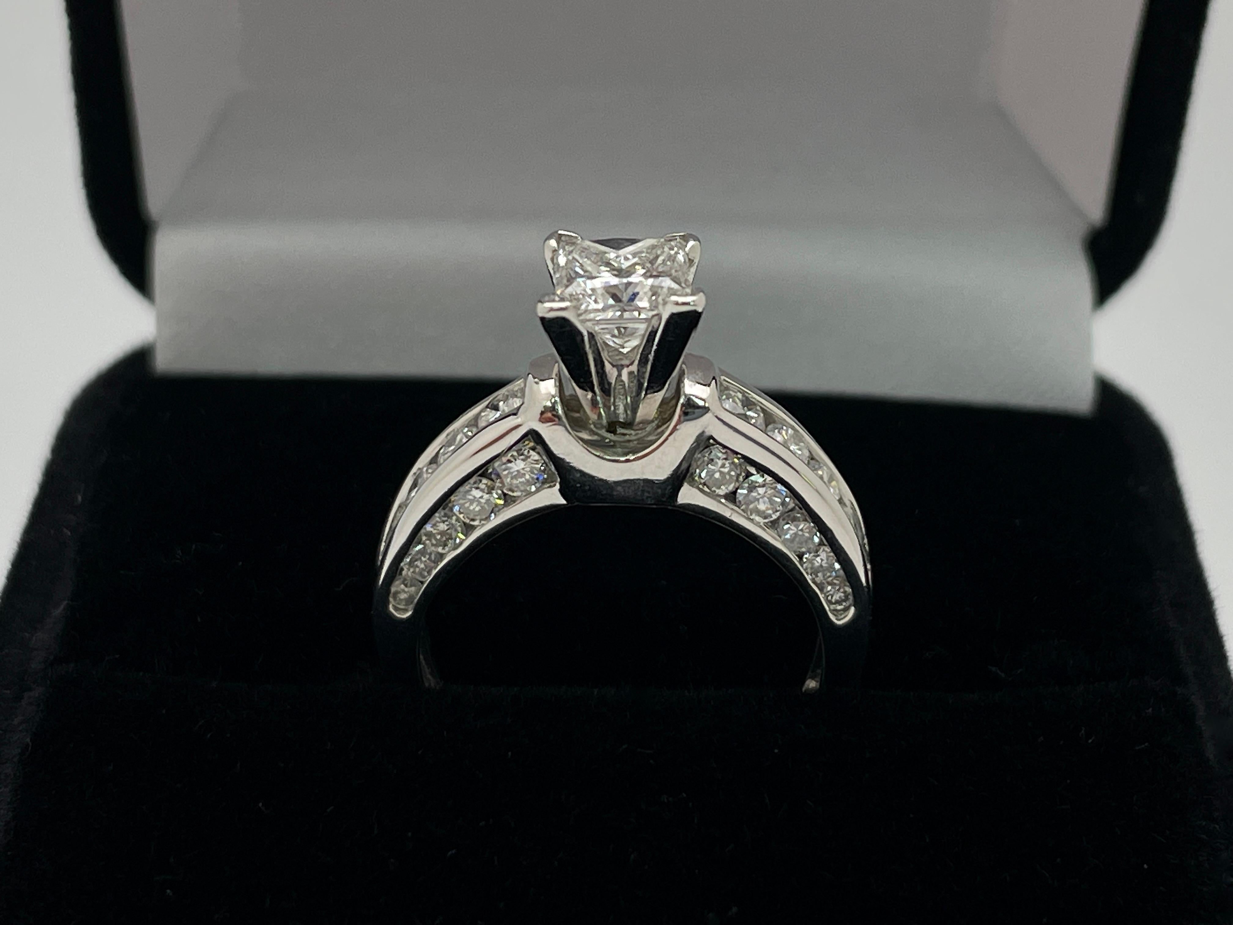 GIA Certified 2.15 CT Diamond Platinum Engagement Ring For Sale 1