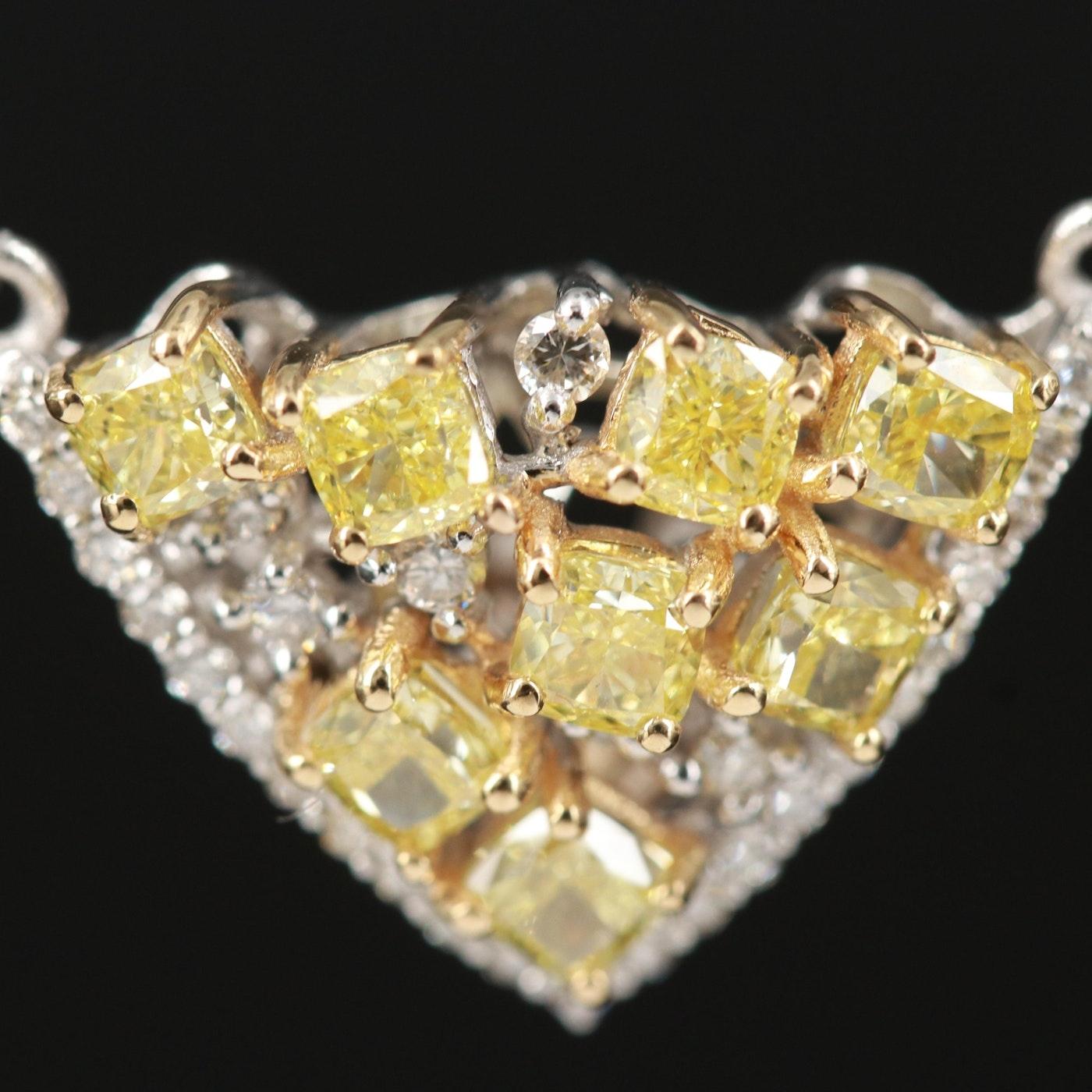 GIA-ZERTIFIZIERT, KOMMT MIT GIA-ZERTIFIKAT

NEU mit Schildern, Tag Preis $13500

18 Karat massives Weißgold, gestempelt 18 Karat

2.15 CWT Diamant, hohe Qualität, SI-VS Reinheit / Weiß G - Fancy Yellow color Diamant 

Gewicht: 5 Gramm

Einstellbare