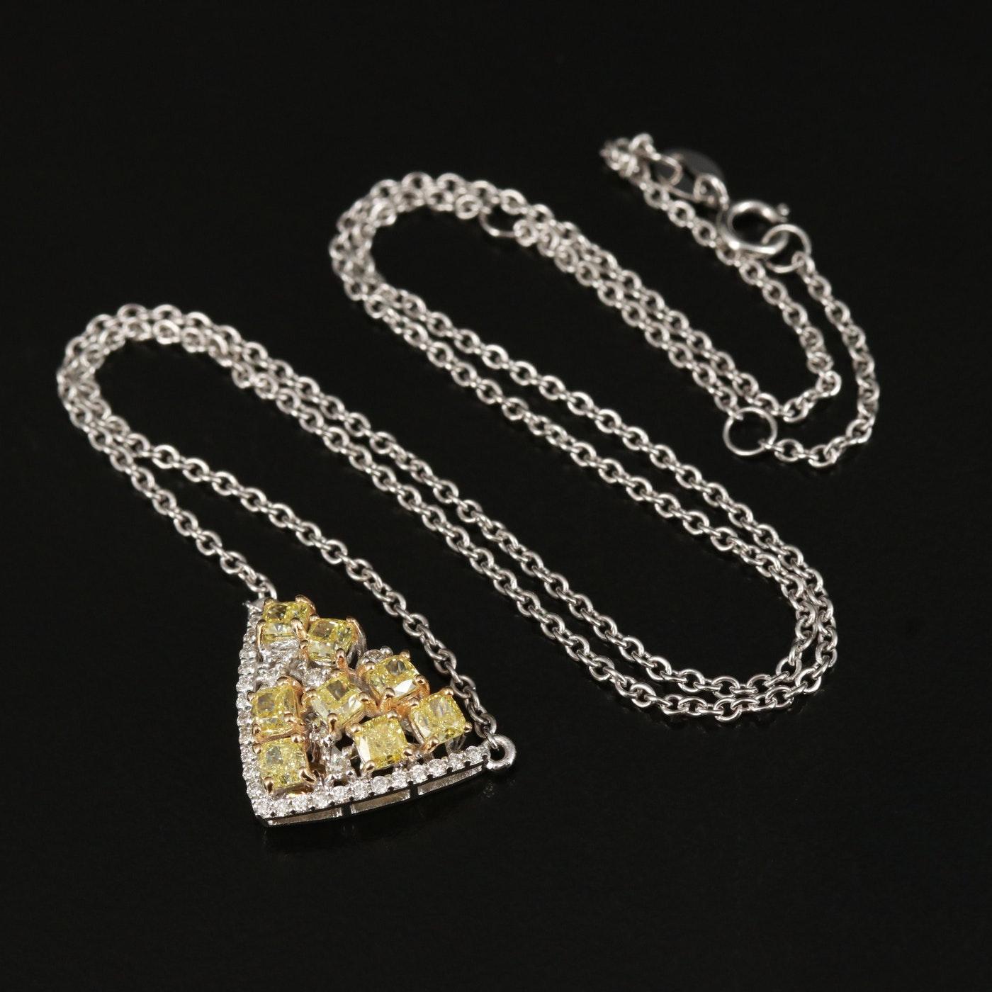GIA-zertifizierte 2,15 Karat Fancy Diamant-Halskette / 18K Gold im Zustand „Neu“ in Rancho Mirage, CA