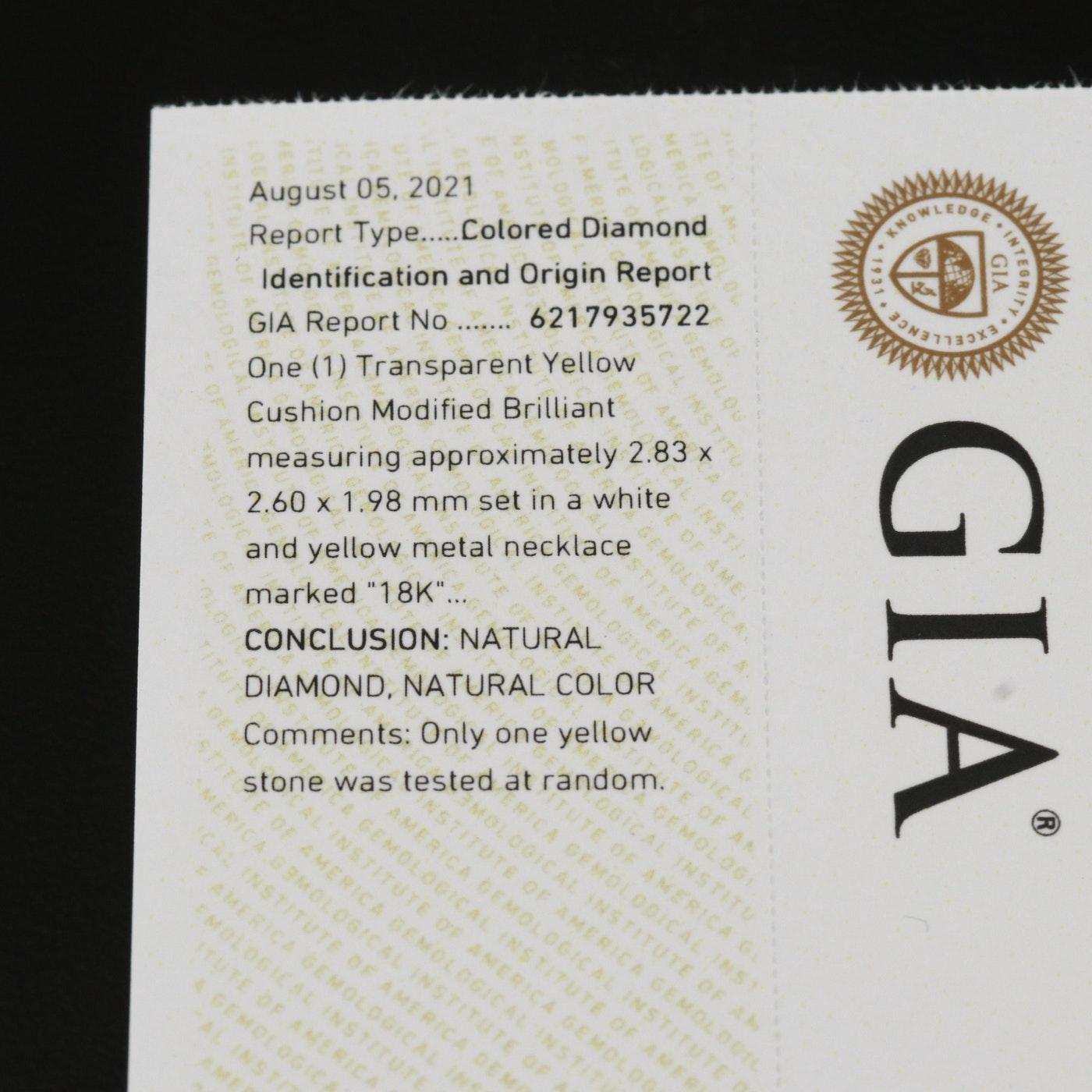 GIA-zertifizierte 2,15 Karat Fancy Diamant-Halskette / 18K Gold Damen