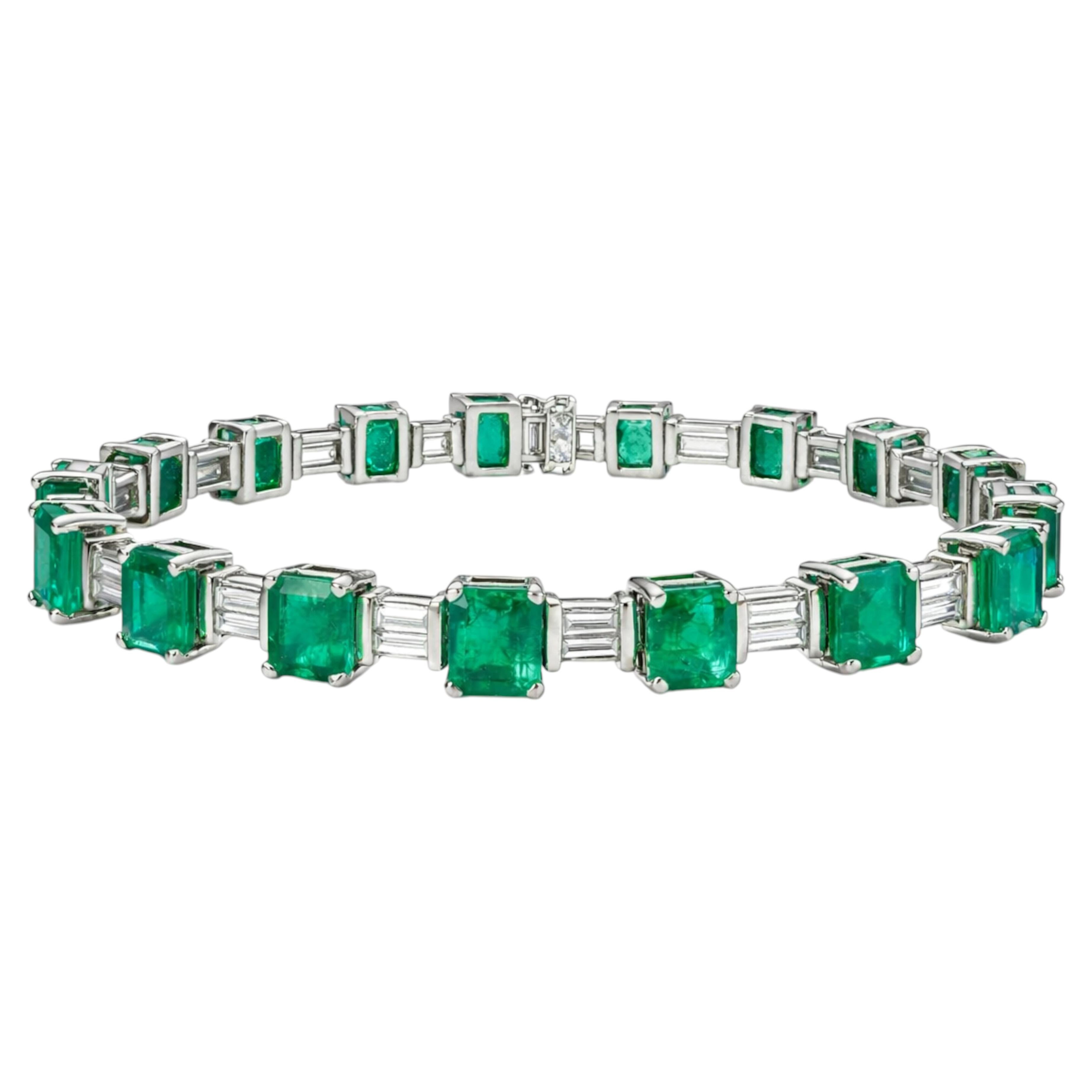 Bracciale con diamante smeraldo colombiano da 21,50 carati certificato GIA in vendita