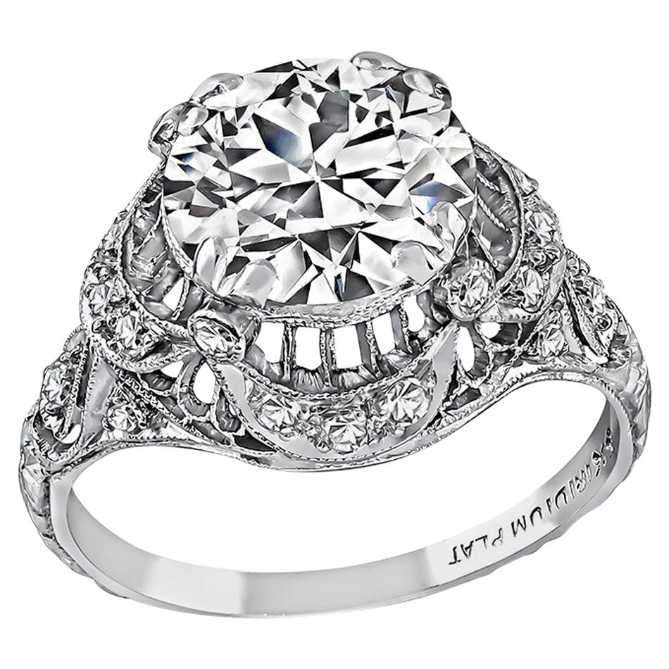 GIA Certified 2.16 Carat Diamond Art Deco Engagement Ring
