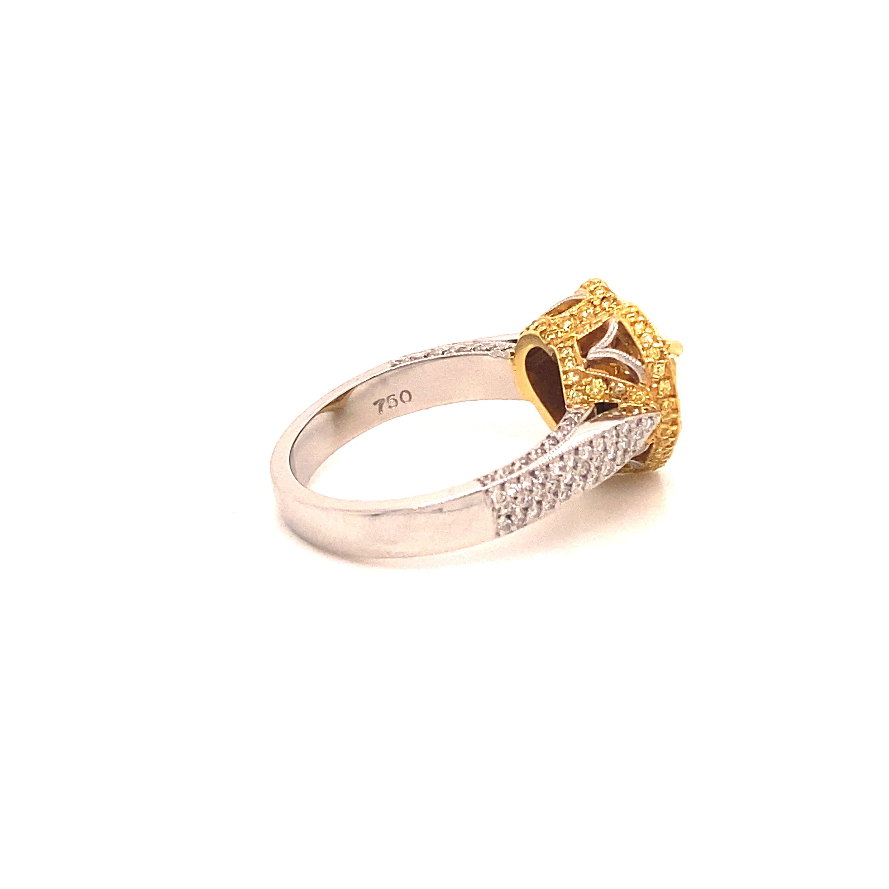 Modern GIA Certified 2.16 Carat Fancy Intense Yellow Diamond Heart Shape Ring For Sale