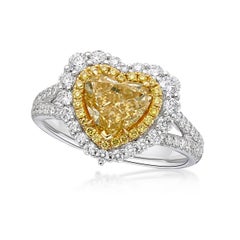 White Gold GIA Certified 2.16 Carat Fancy Yellow Diamond Heart Ring