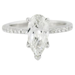 GIA Certified 2.16 Carat Pear Shaped Diamond Engagement Ring 18 Karat in Stock