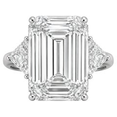 GIA Certified 21.60 Carat Emerald Cut Diamond Three-Stone Rin