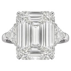 GIA Certified 21.60 Carat Emerald Cut Diamond Three-Stone Rin
