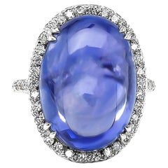 Bague en or 18 carats sertie d'un saphir bleu non chauffé de 21,68 carats, certifié GIA