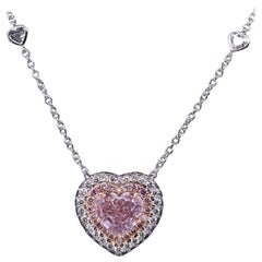 pink heart diamond necklace GIA Certified 2.16ct Natural Fancy Pink Heart Shape Diamond Necklace