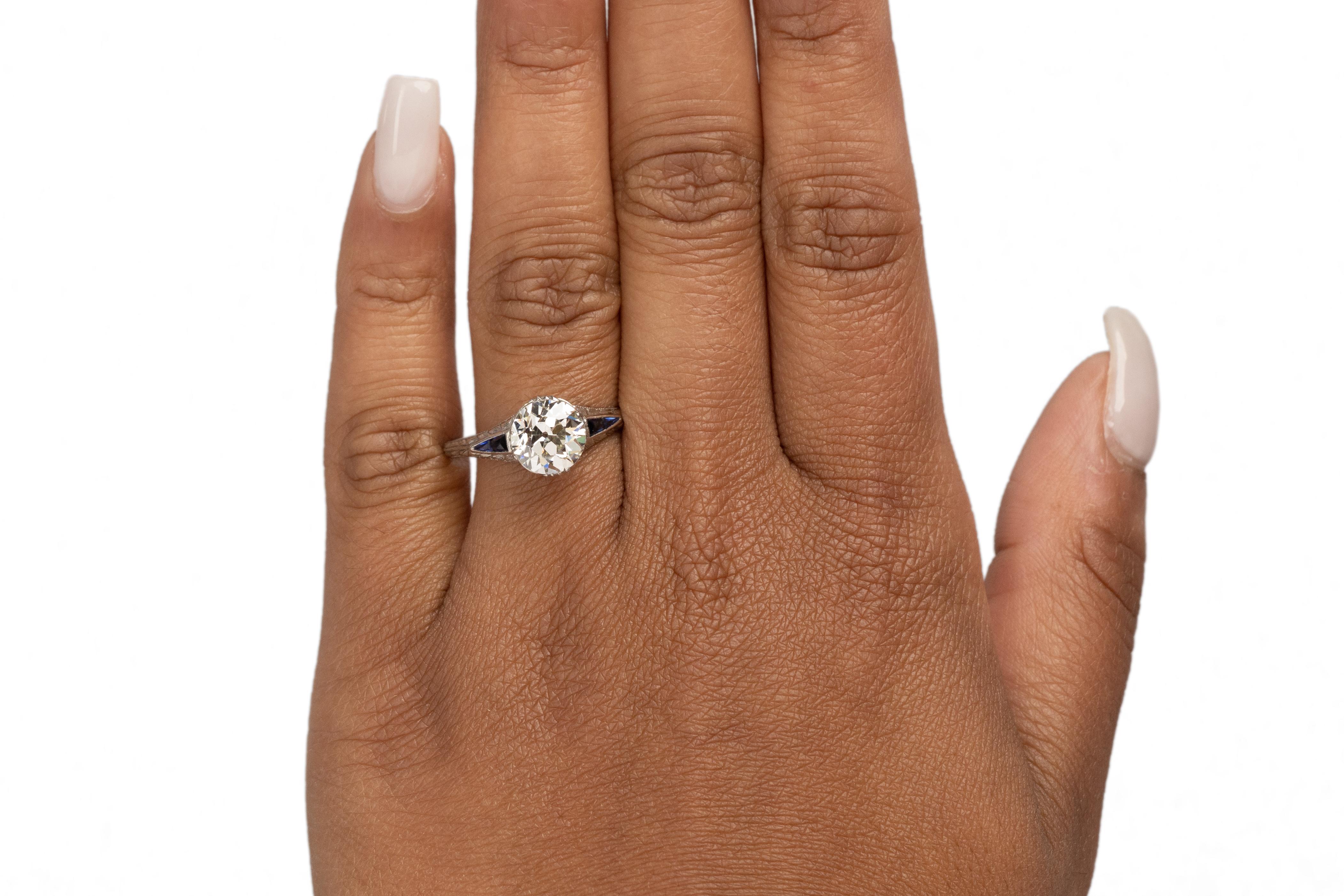 Women's GIA Certified 2.17 Carat Art Deco Diamond Platinum Engagement Ring For Sale