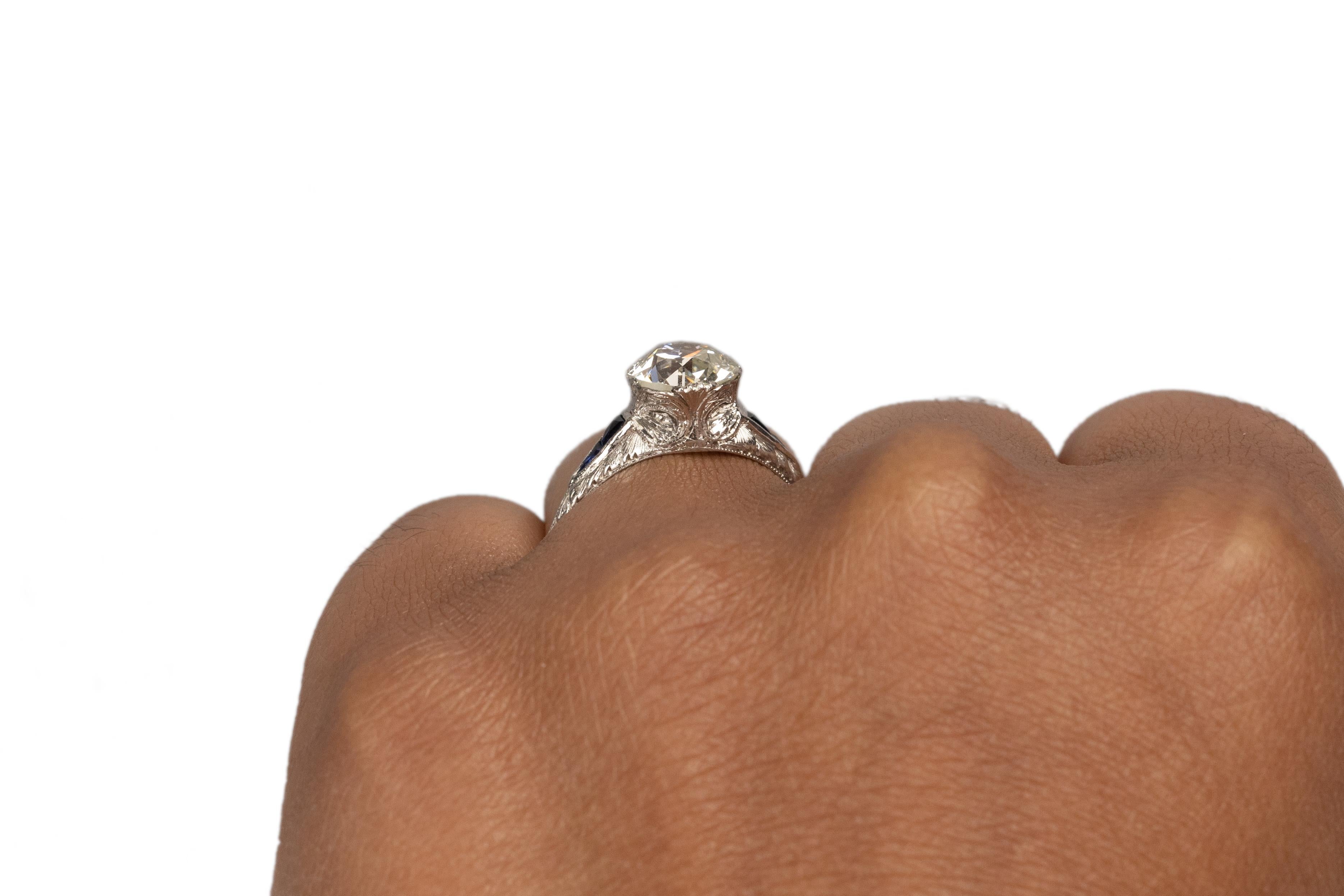 GIA Certified 2.17 Carat Art Deco Diamond Platinum Engagement Ring For Sale 1