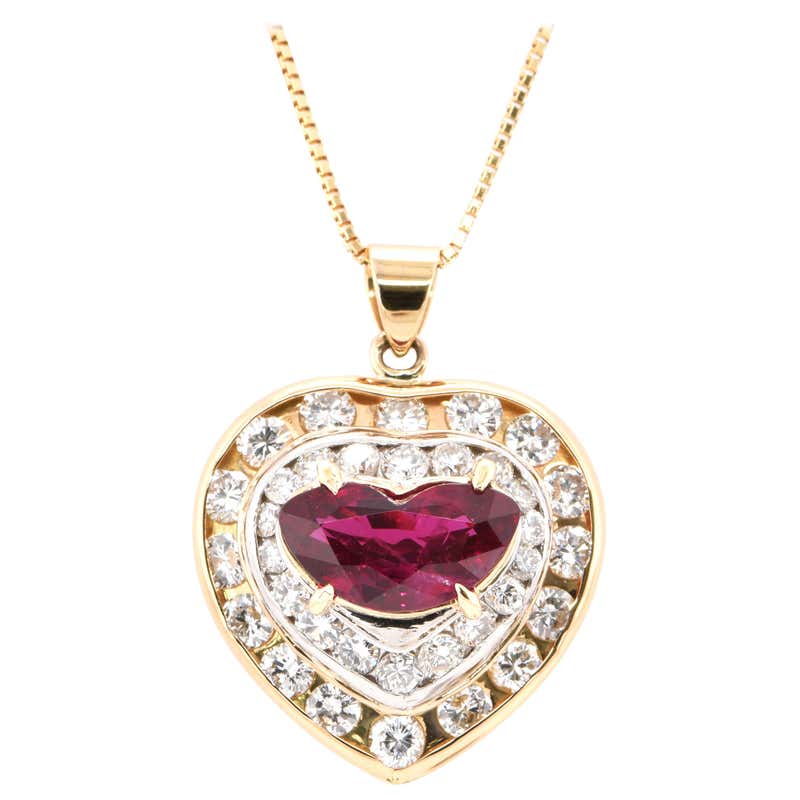Natural Ruby, Pink Sapphire and Diamond Brooch/Pendant Top Set in 18K ...