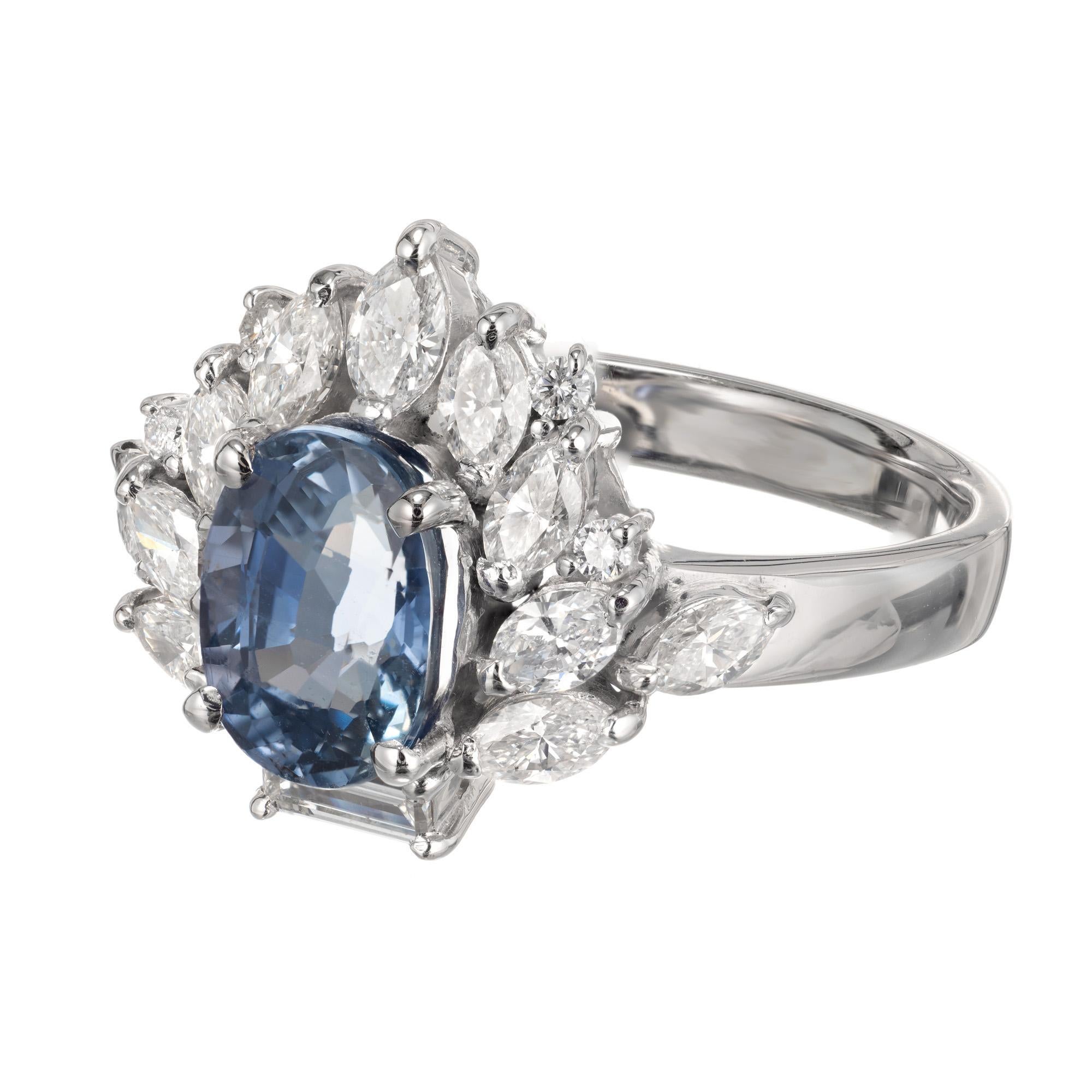 Platinring, GIA-zertifizierter 2,17 Karat Periwinkle-Blauer Saphir Diamant Damen im Angebot