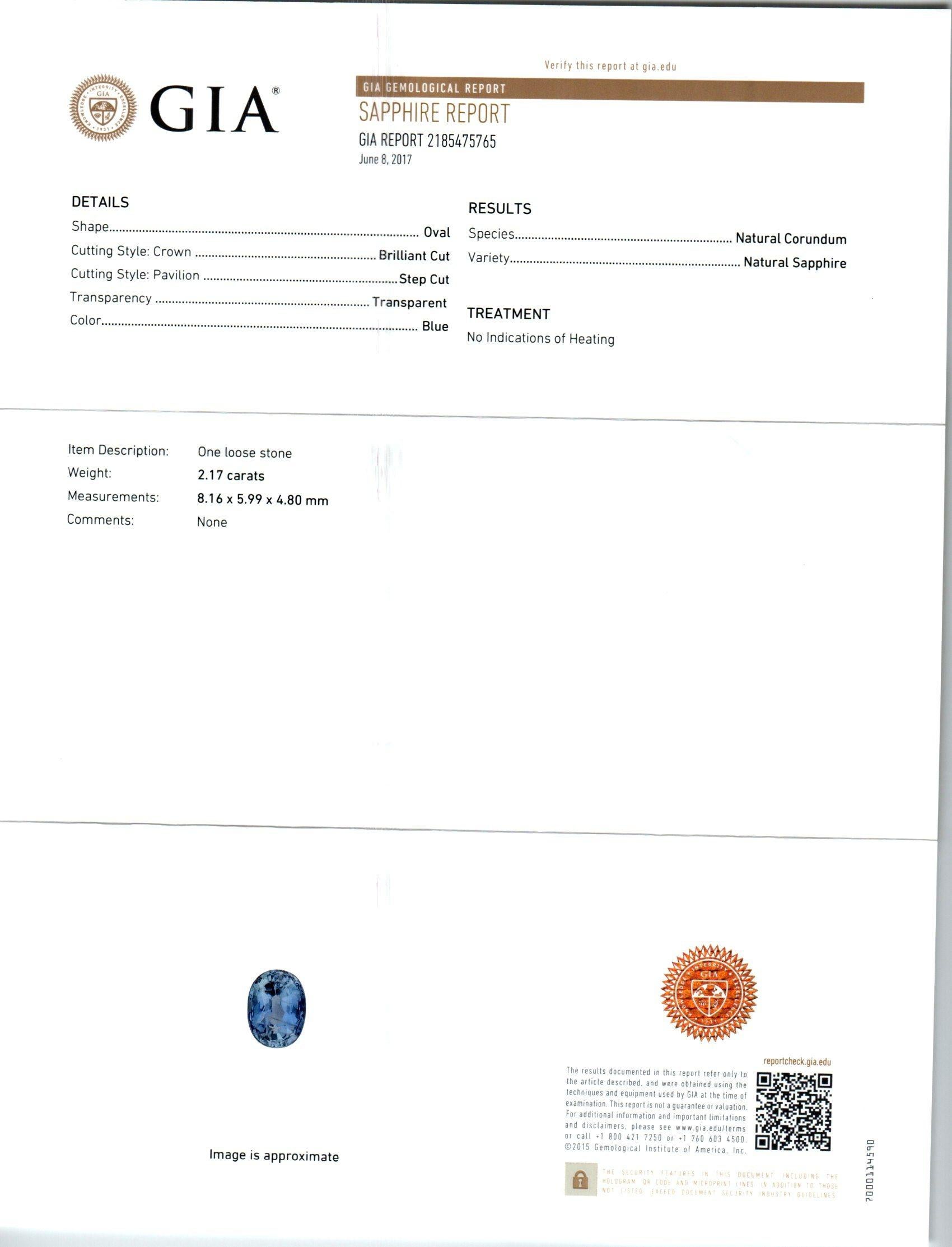 Platinring, GIA-zertifizierter 2,17 Karat Periwinkle-Blauer Saphir Diamant im Angebot 2