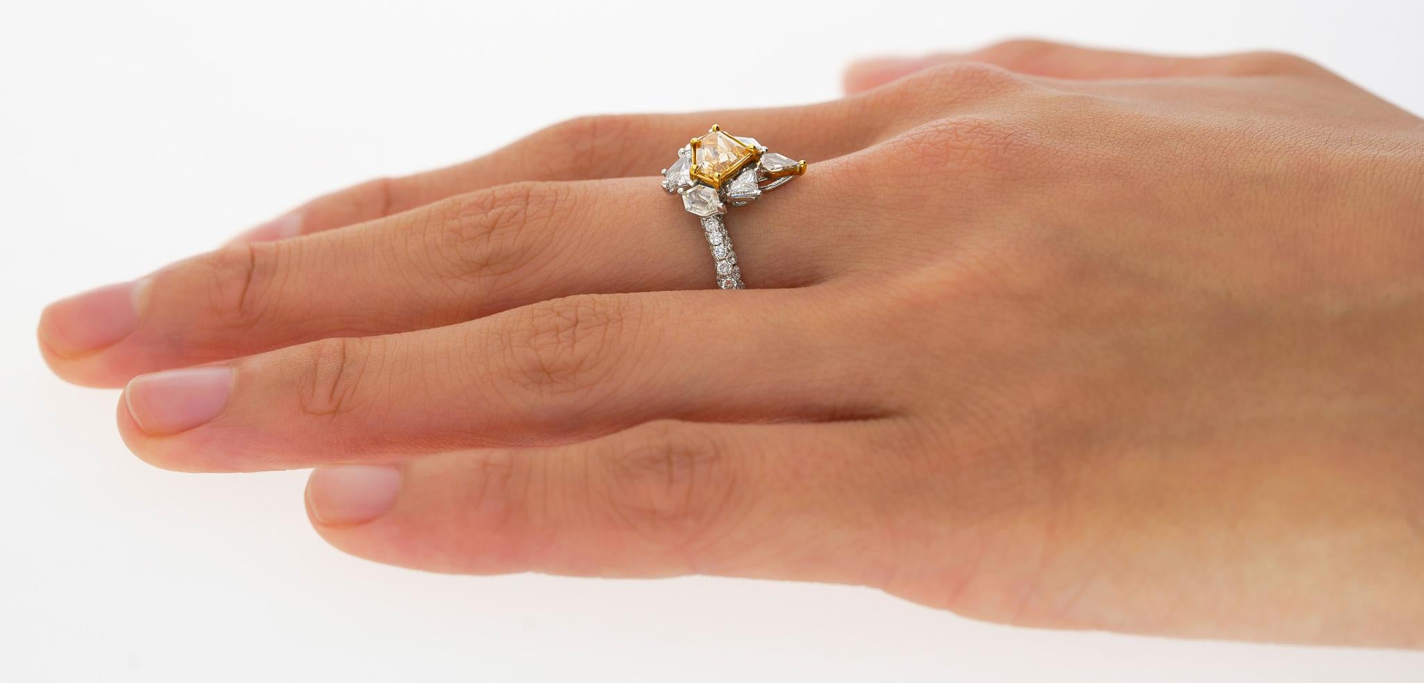 GIA-zertifizierter 2,17 Karat TW Fancy Intense Orange Schild Mixed Cut Diamantring im Angebot 5