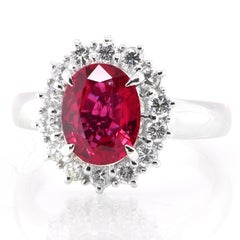 GIA Certified 2.17 Carat Unheated, African Ruby & Diamond Ring Set in Platinum
