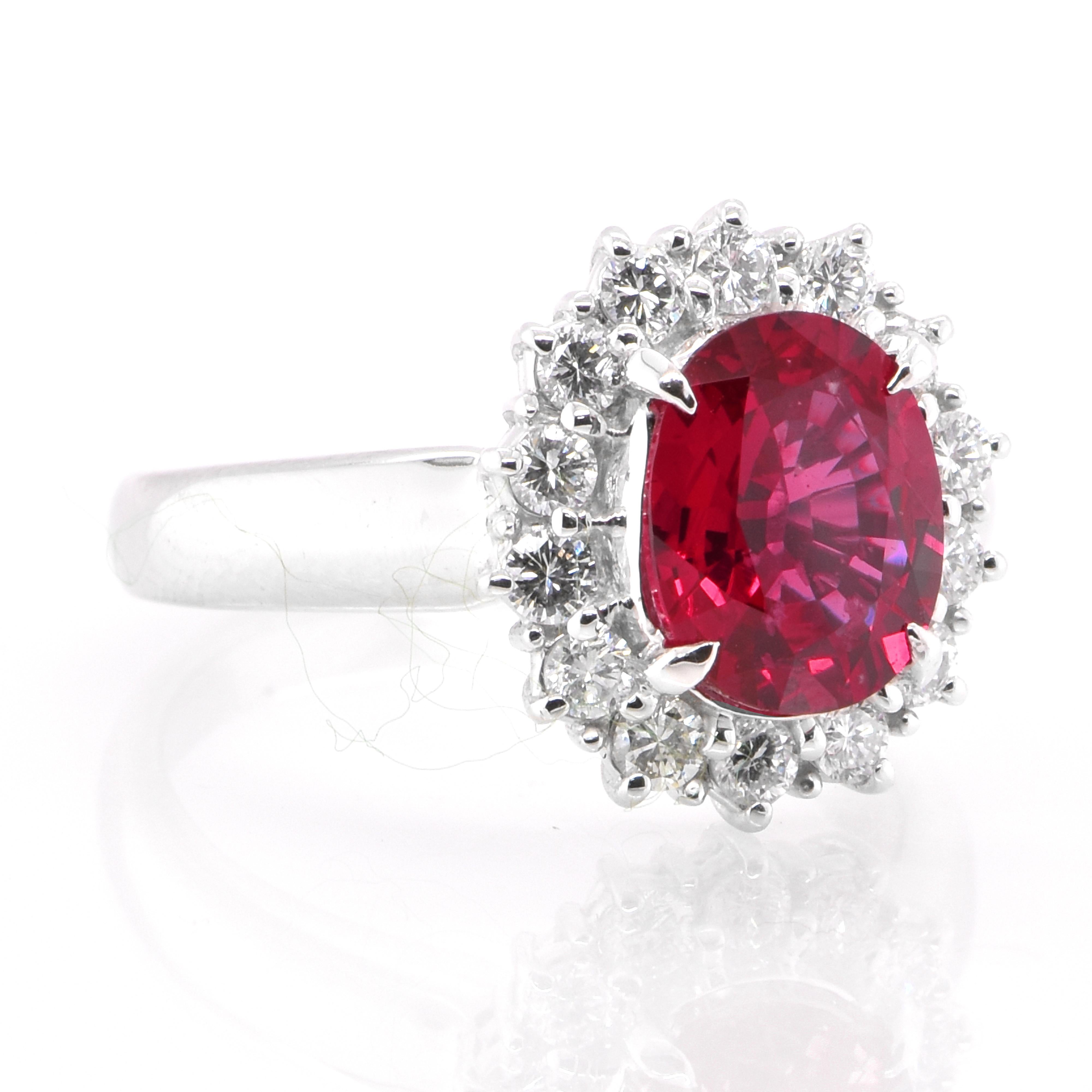 Modern GIA Certified 2.17 Carat Unheated, African Ruby & Diamond Ring Set in Platinum For Sale