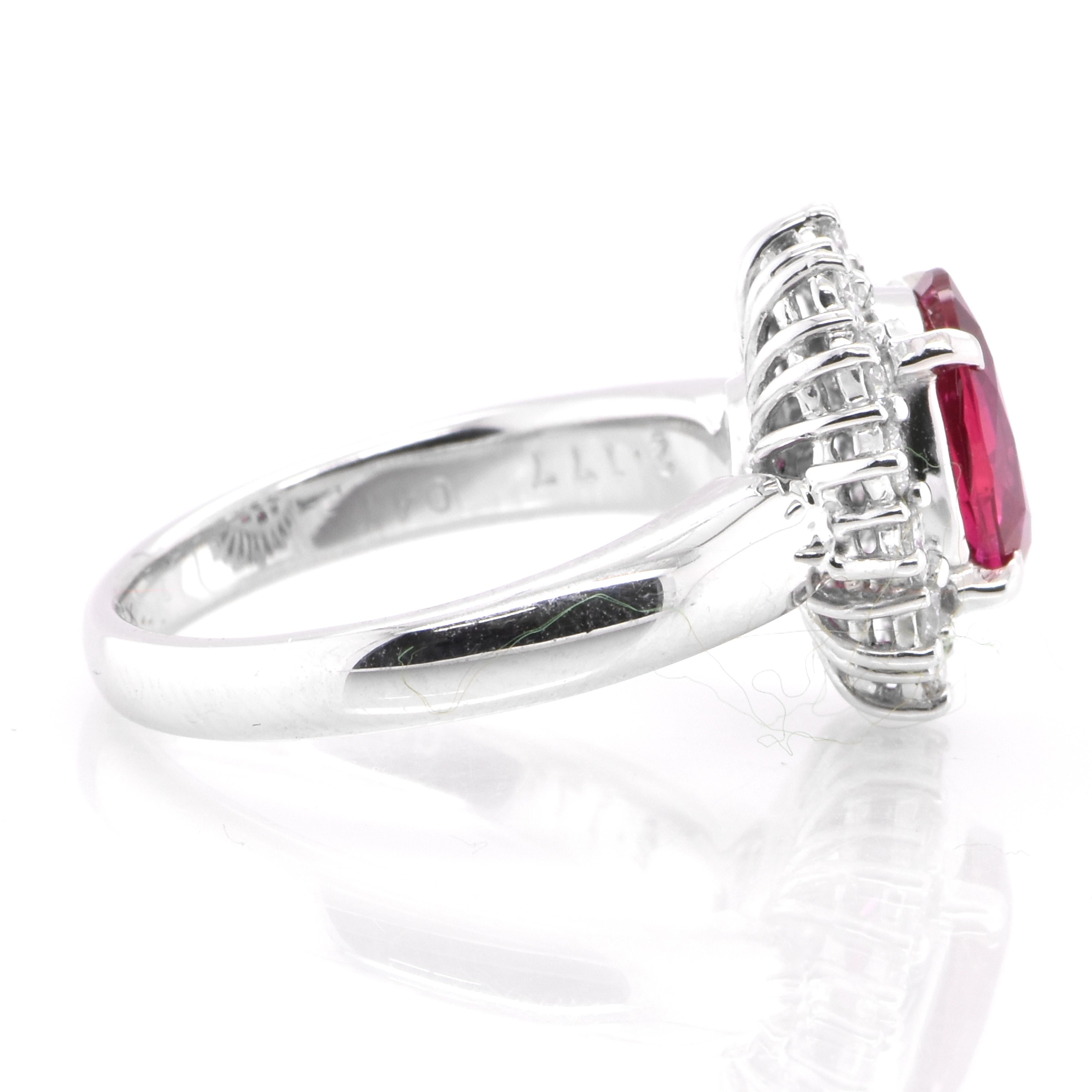 GIA Certified 2.17 Carat Unheated, African Ruby & Diamond Ring Set in Platinum In New Condition For Sale In Tokyo, JP