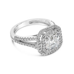 GIA Certified 2.18 Carats Asscher Cut Diamond Double Halo Engagement Ring