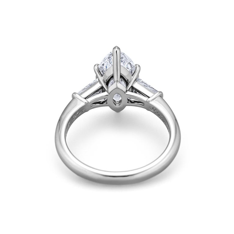 Marquise Cut 2.18 Carat Marquise Brilliant Cut Diamond Platinum Ring For Sale