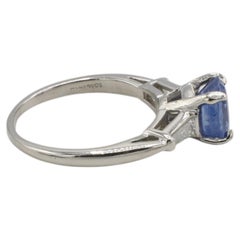GIA Certified 2.18 Carat Natural Blue No Heat Ceylon Sapphire & Diamond Ring